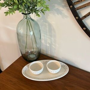 Hallmark White and Gray Christmas serving dish and 2 mini bowls